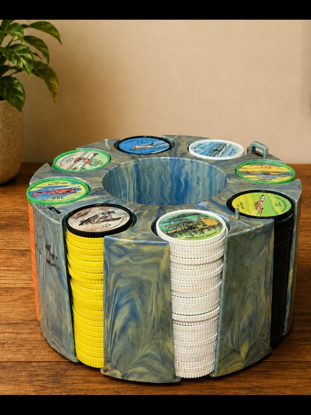 JELLO 1961 Blue Picture Wheel - 200 Poker Chips Famous Aircraft Of The World